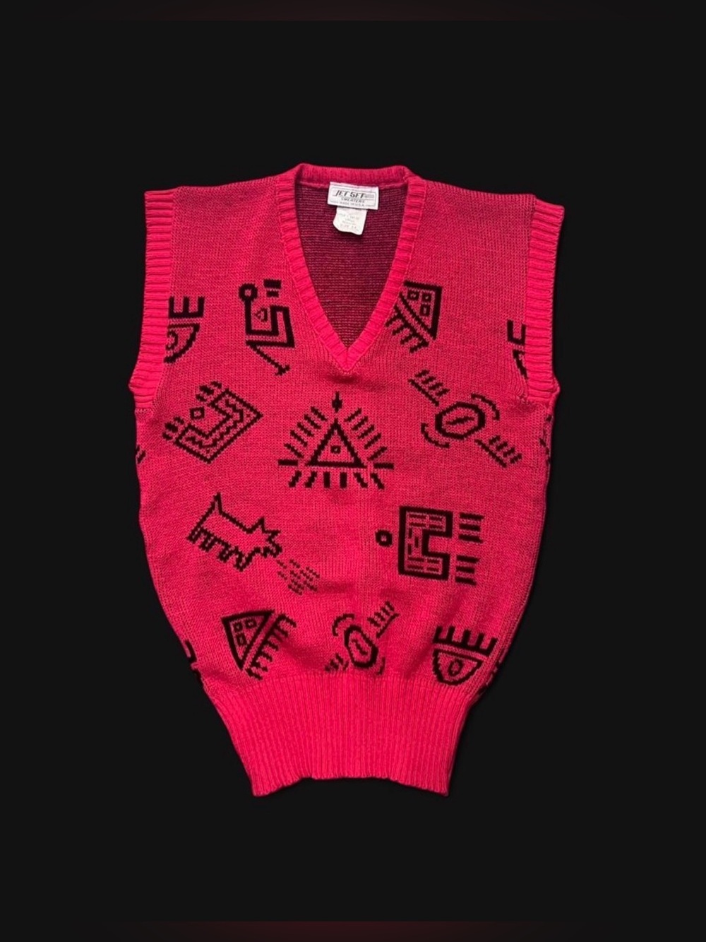 Vintage Jet Set sweater turbo acrylic vest made in USA  size L